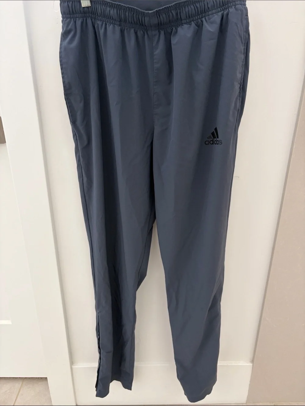 adidas Men’s Gray Athletic Joggers. Zip bottoms. 31” long. 11” rise.